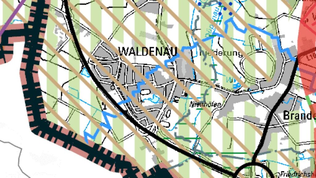 Ausschnitt aus der Regionalplanung für den Bereich Waldenau